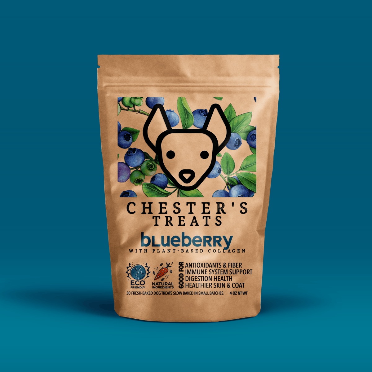 CHESTER'S BLUEBERRY DOG TREATS FOR OVERALL SUPPORT